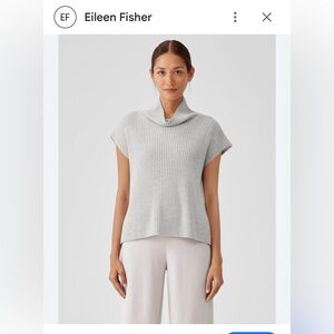 EILEEN FISHER MERINO WOOL TURTLENECK SWEATER VEST SLEEVELESS WOMENS GRAY SZ MED